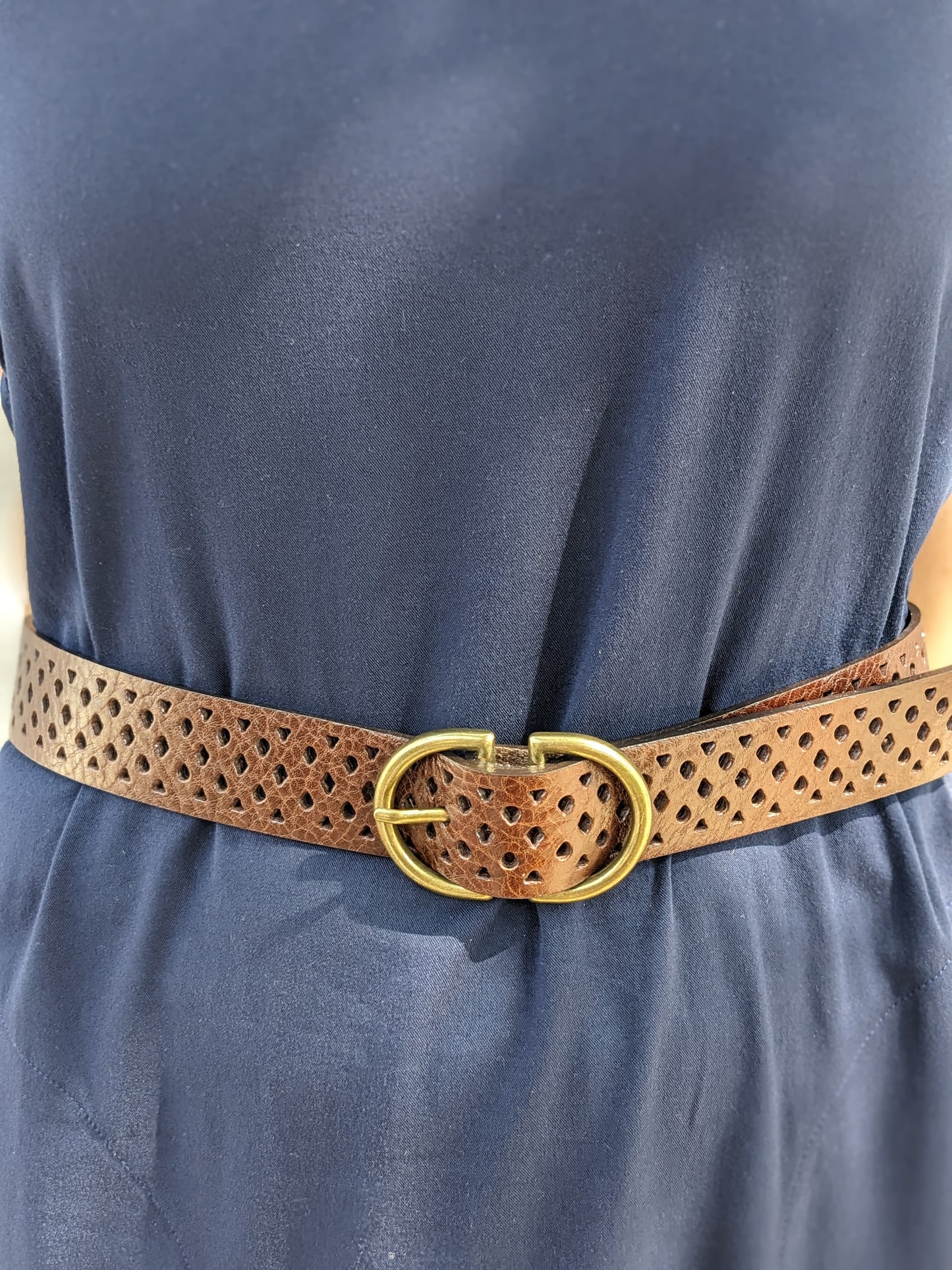 BROWN LEATHER CUT OUT BELT