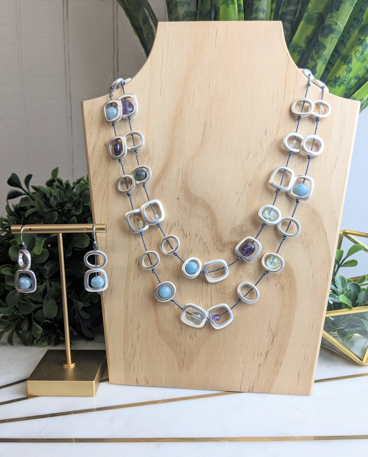 SEA LILY SILVER GEOMETRIC EARRINGS