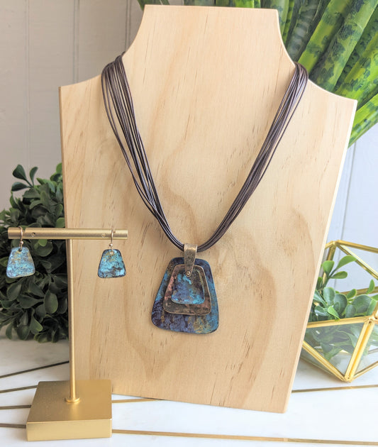 TRAPEZOID PATINA OR GOLD EARRINGS