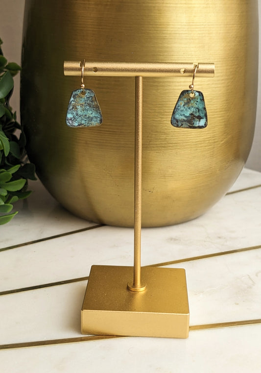 TRAPEZOID PATINA OR GOLD EARRINGS