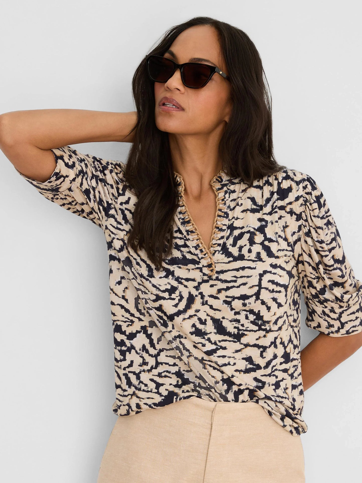 Nic+Zoe Contrast Swirl Top