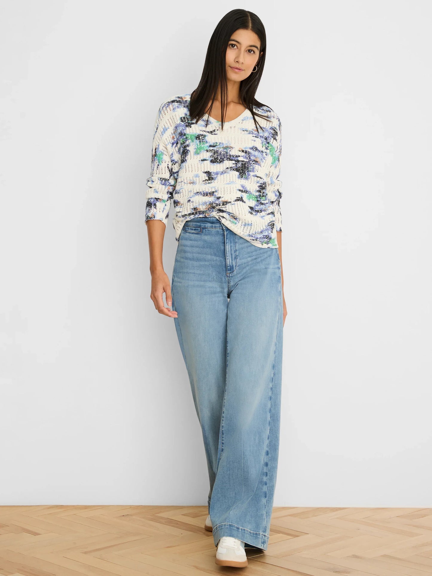 NIC+ZOE Water Lilies Pointelle Sweater