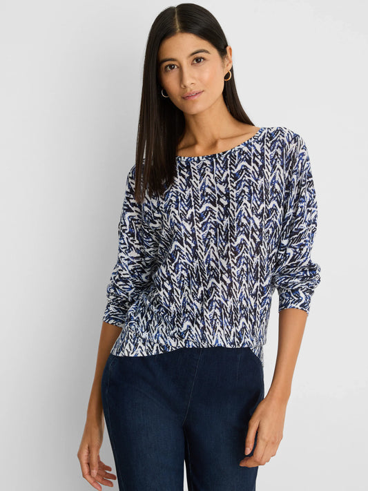 NIC+ZOE Indigo Crosshatch Sweater