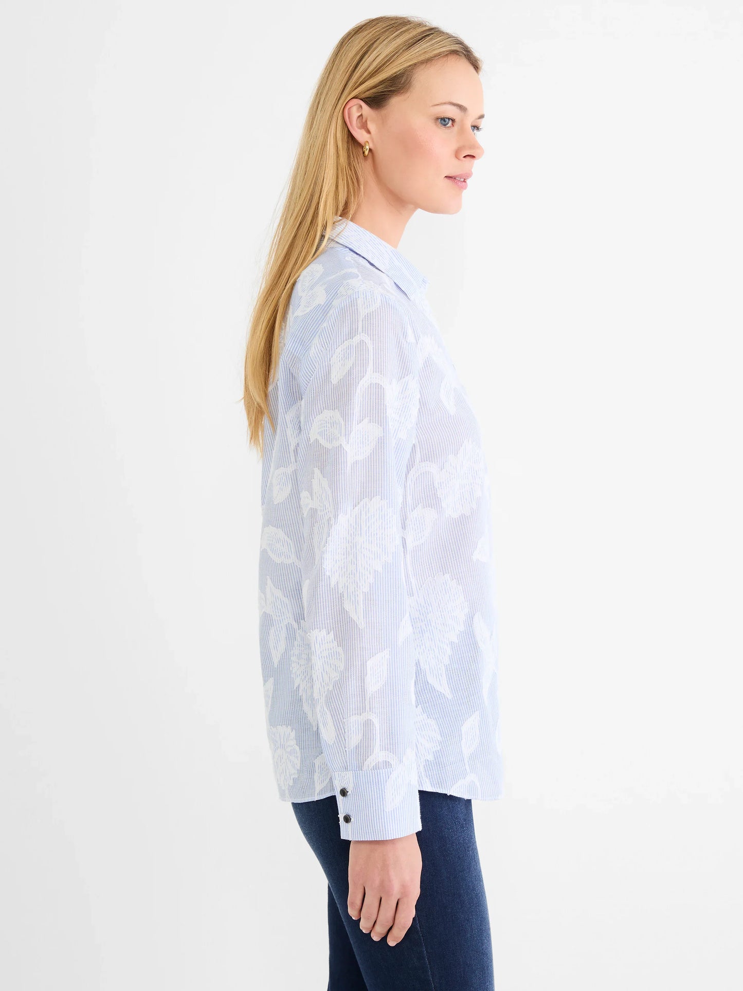 NIC+ZOE SKY STRIPED JACQUARD TOP