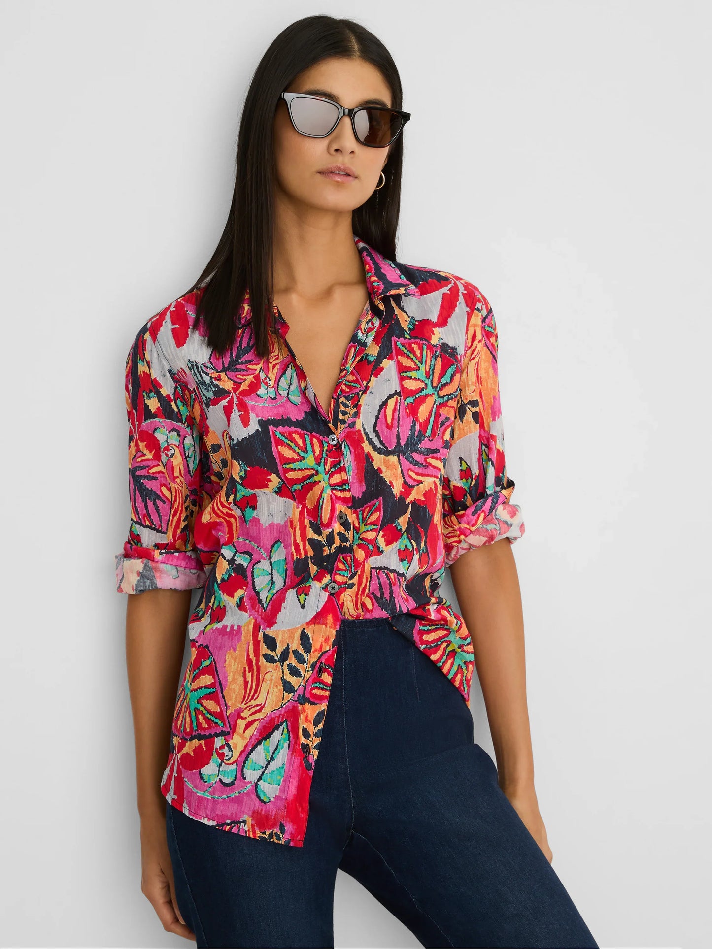 NIC+ZOE Kauai Garden Cotton Crinkle Shirt