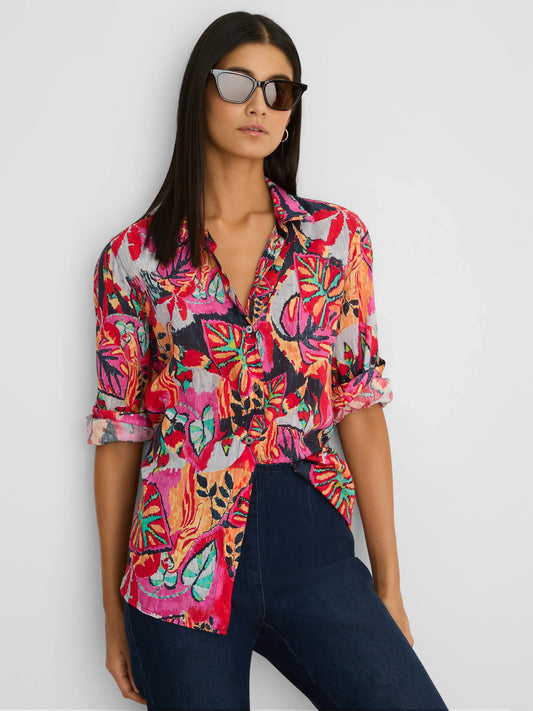 NIC+ZOE Kauai Garden Cotton Crinkle Shirt