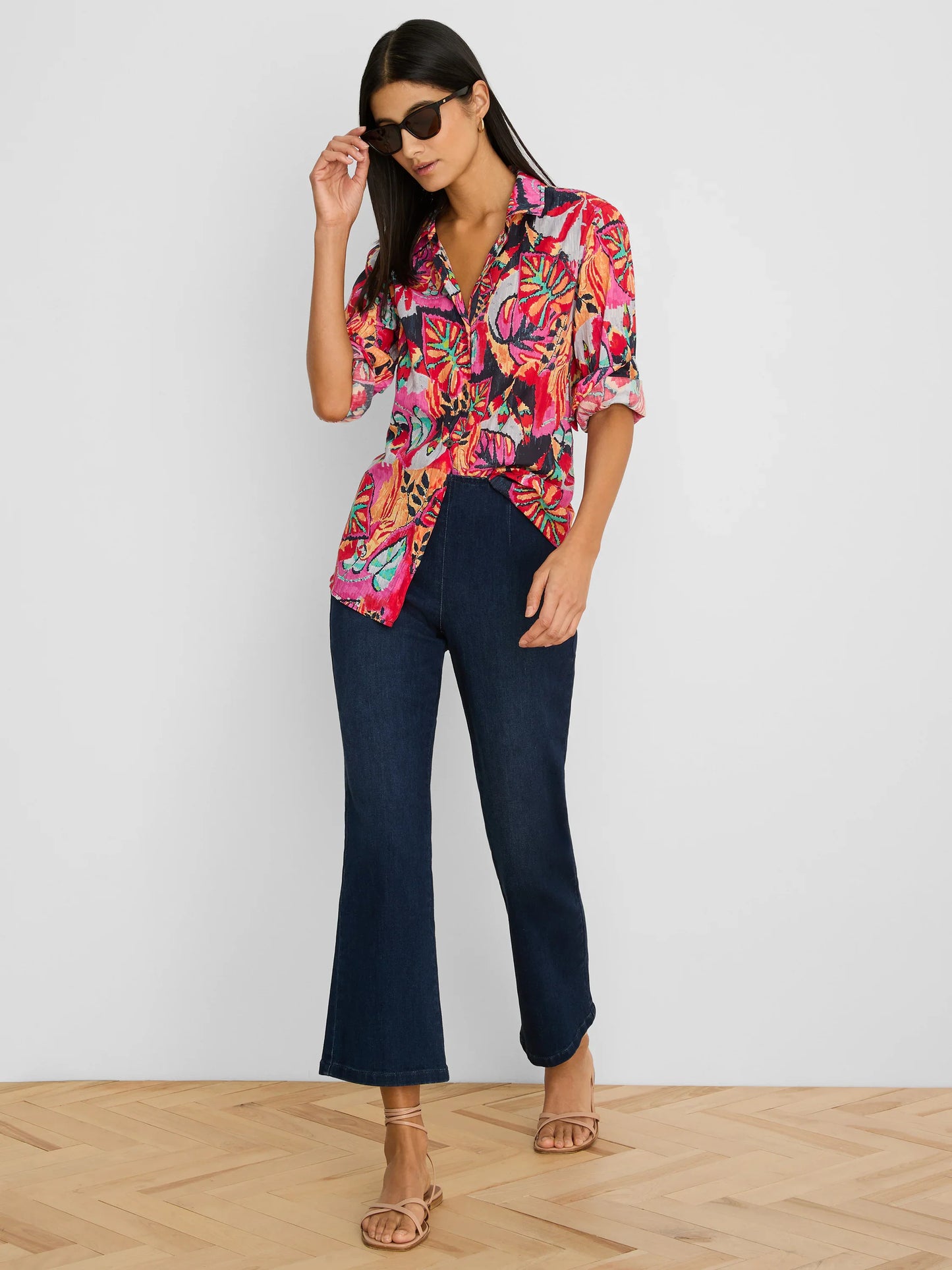 NIC+ZOE Kauai Garden Cotton Crinkle Shirt