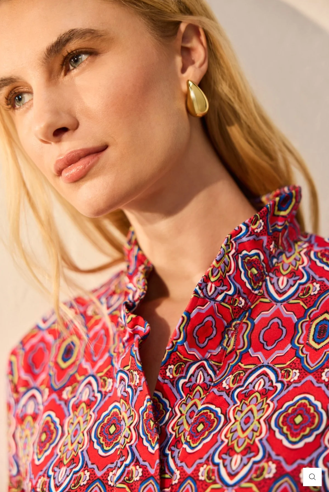 TAMMY GEOMETRIC TILE 3/4 SLEEVE POPOVER SHIRT