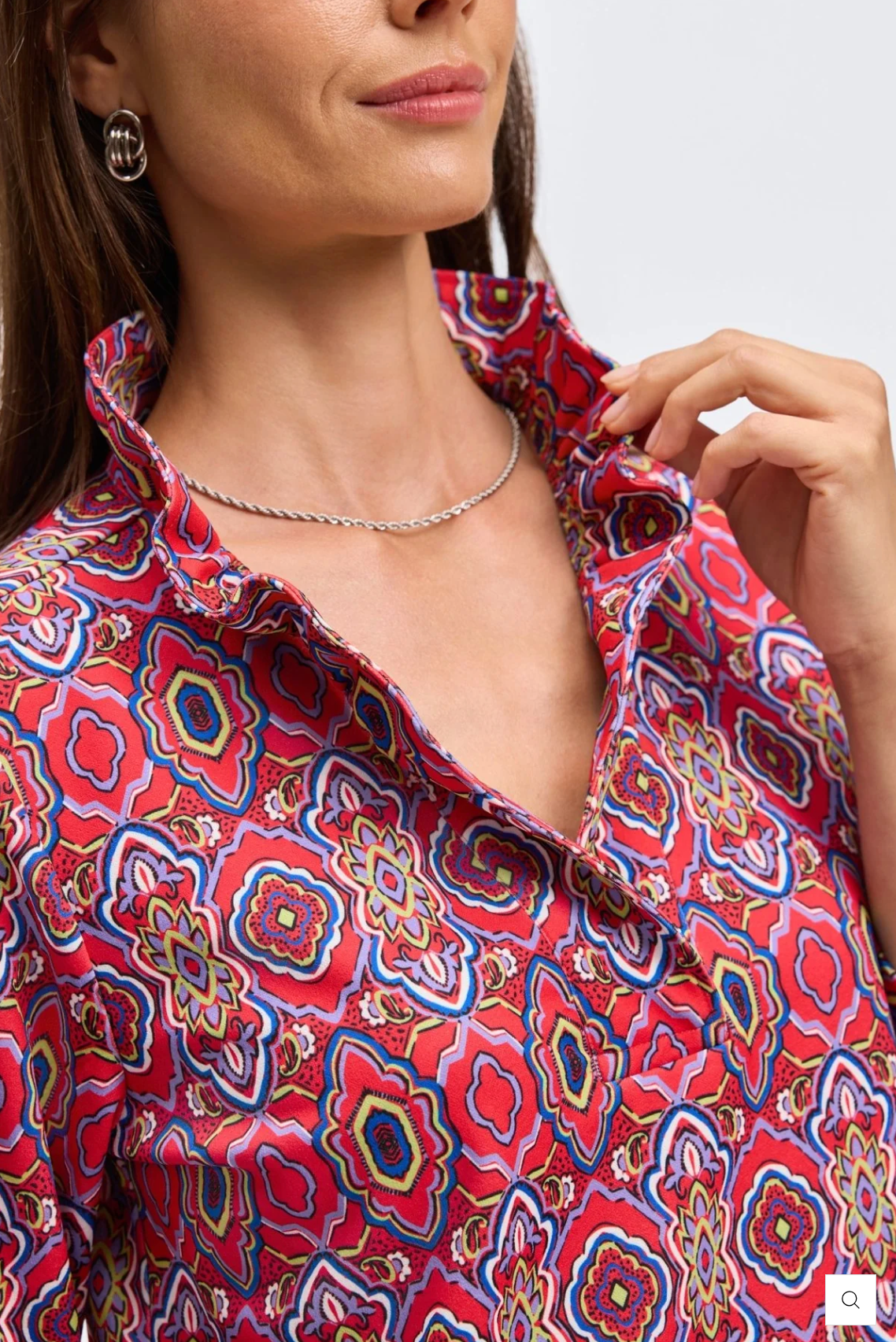 TAMMY GEOMETRIC TILE 3/4 SLEEVE POPOVER SHIRT