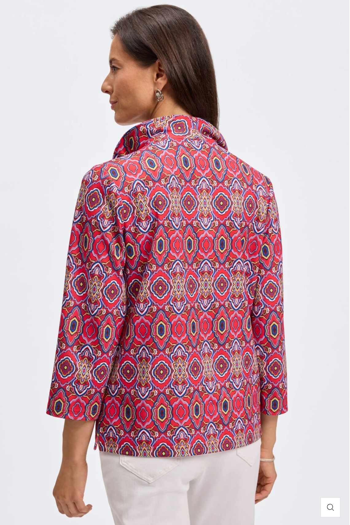 TAMMY GEOMETRIC TILE 3/4 SLEEVE POPOVER SHIRT