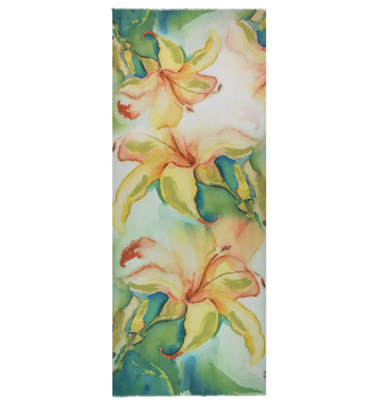 GOLDEN LILY FLORAL MODAL SCARF