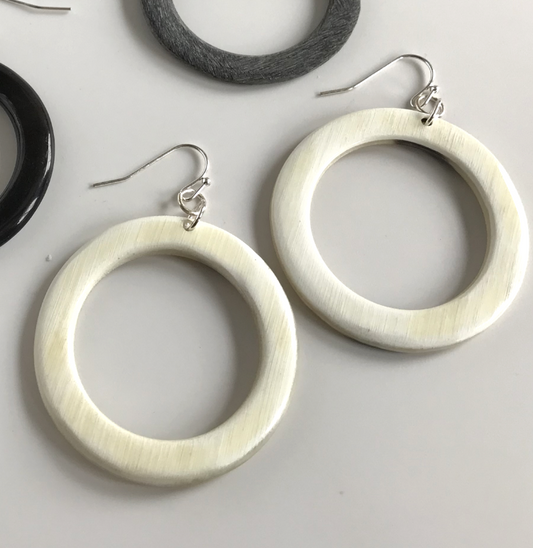 UP-CYCLED SMALL HAND CARVED HORN EARRINGS