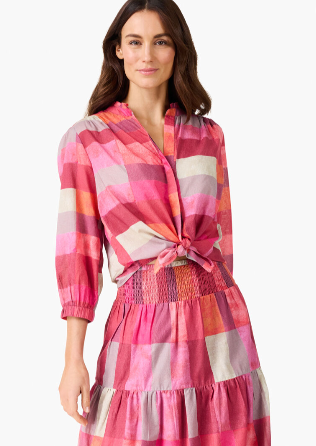 NIC+ZOE SUNSET PLAID COTTON GIRLFRIEND SHIRT