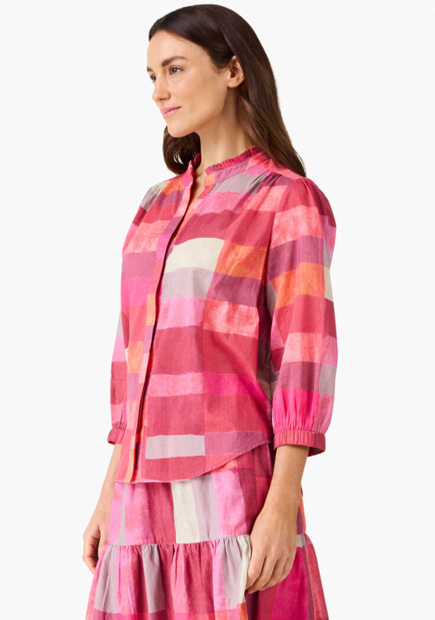 NIC+ZOE SUNSET PLAID COTTON GIRLFRIEND SHIRT