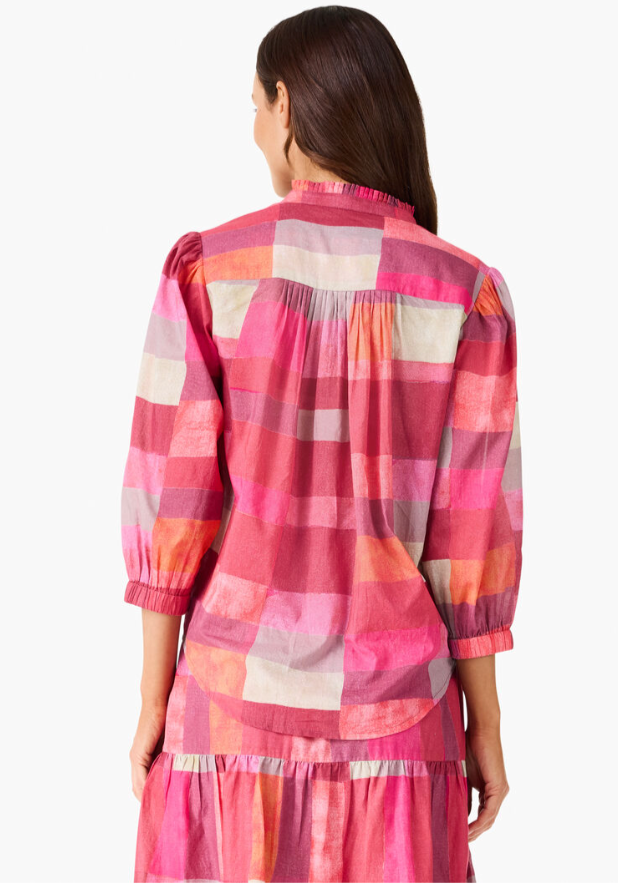 NIC+ZOE SUNSET PLAID COTTON GIRLFRIEND SHIRT