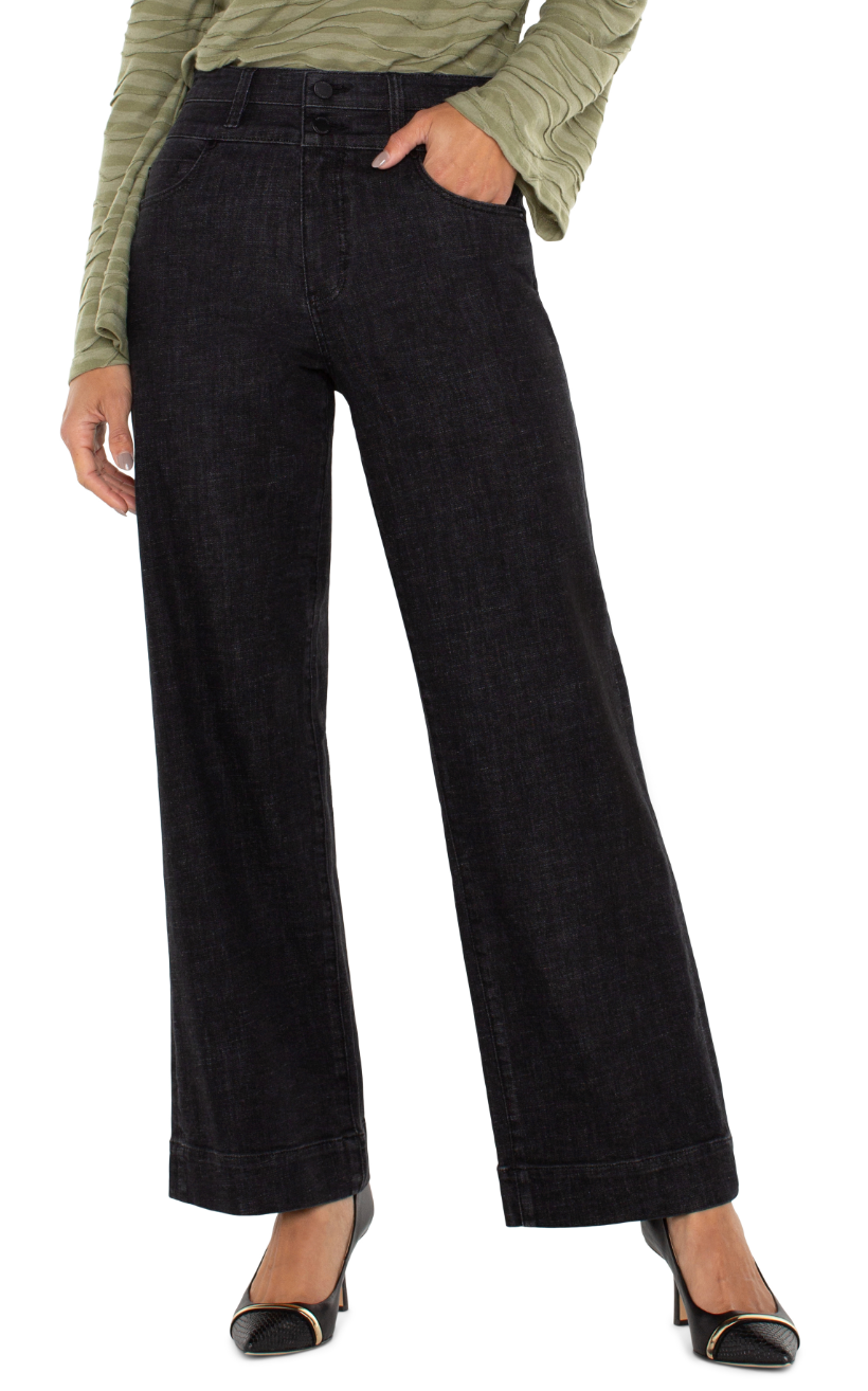 LIVERPOOL STRIDE HIGH RISE WIDE LEG WITH DOUBLE WAIST BAND - 30" INSEAM