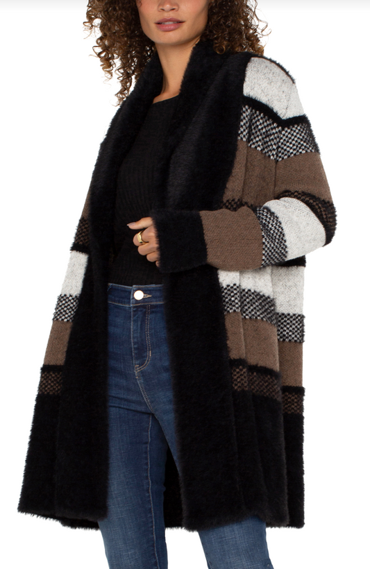 LIVERPOOL LONG SLEEVE OPEN FRONT SHAWL SWEATER COAT