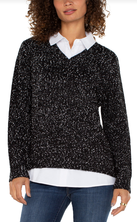 LIVERPOOL LONG SLEEVE 2FER COLLARED SWEATER