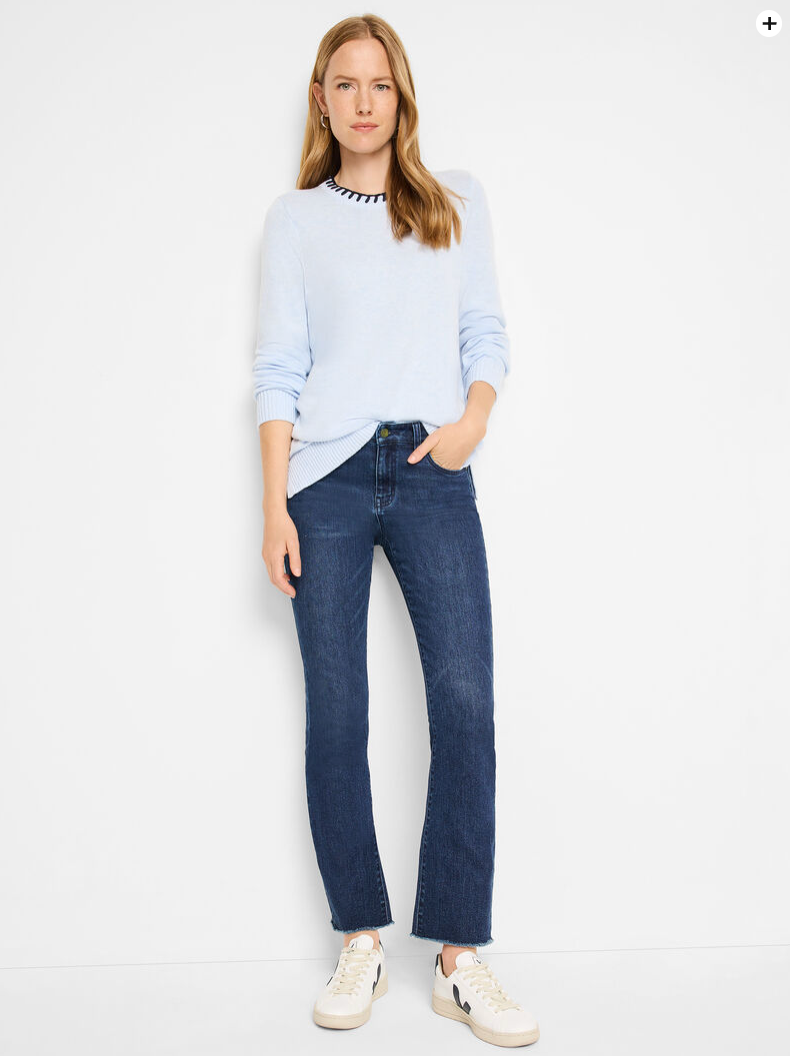 NIC+ZOE COTTON CASHMERE BLANKET STITCH SWEATER