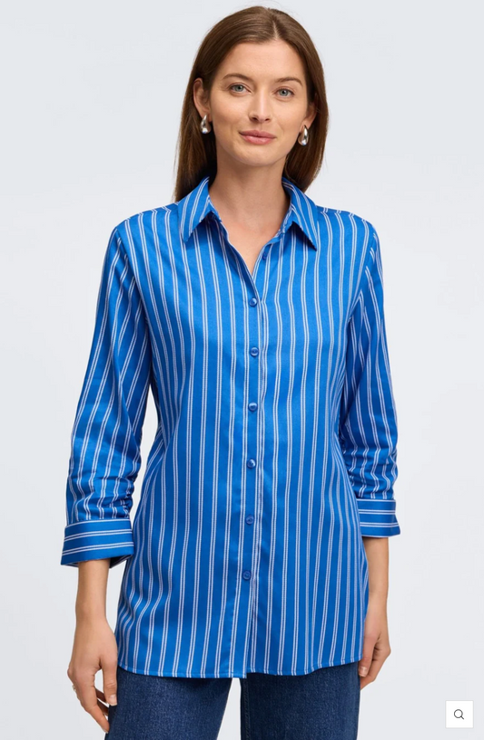 EVELYN NO IRON ROPE STRIPE SHIRT