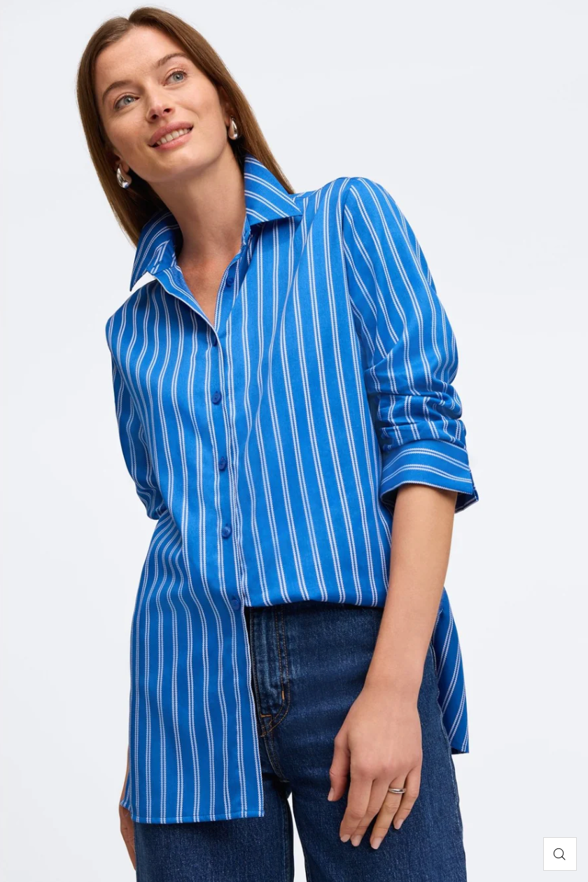 EVELYN NO IRON ROPE STRIPE SHIRT