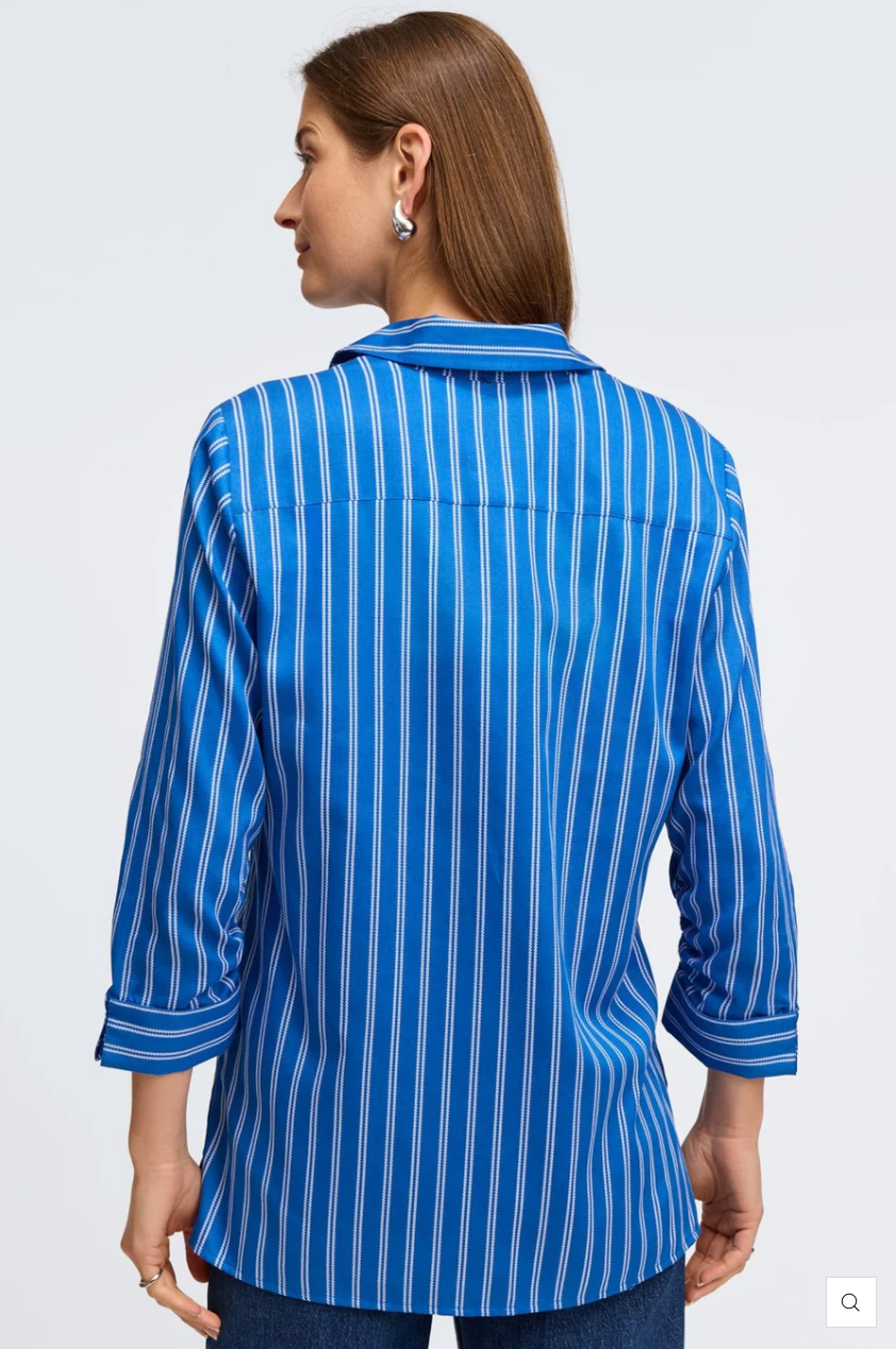 EVELYN NO IRON ROPE STRIPE SHIRT