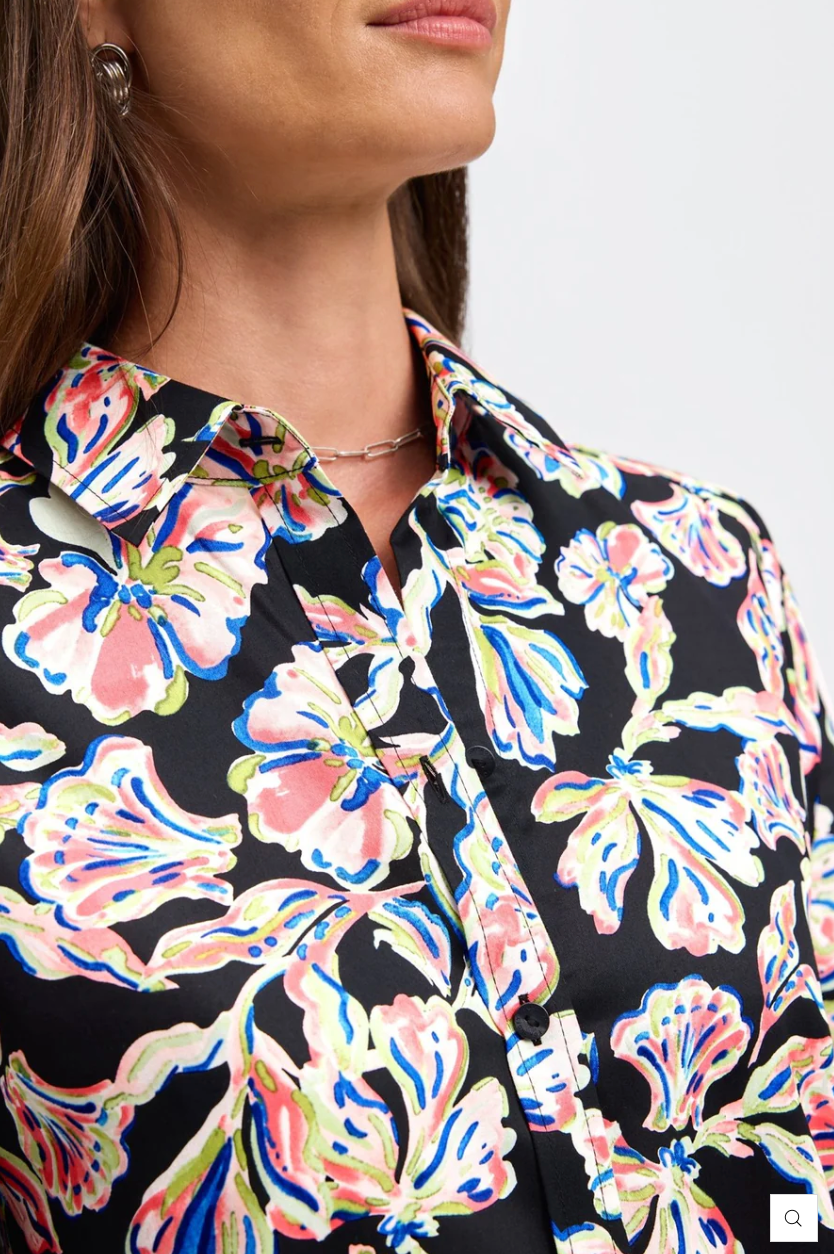 MEGHAN NO IRON NIGHT BLOSSOMS SHIRT