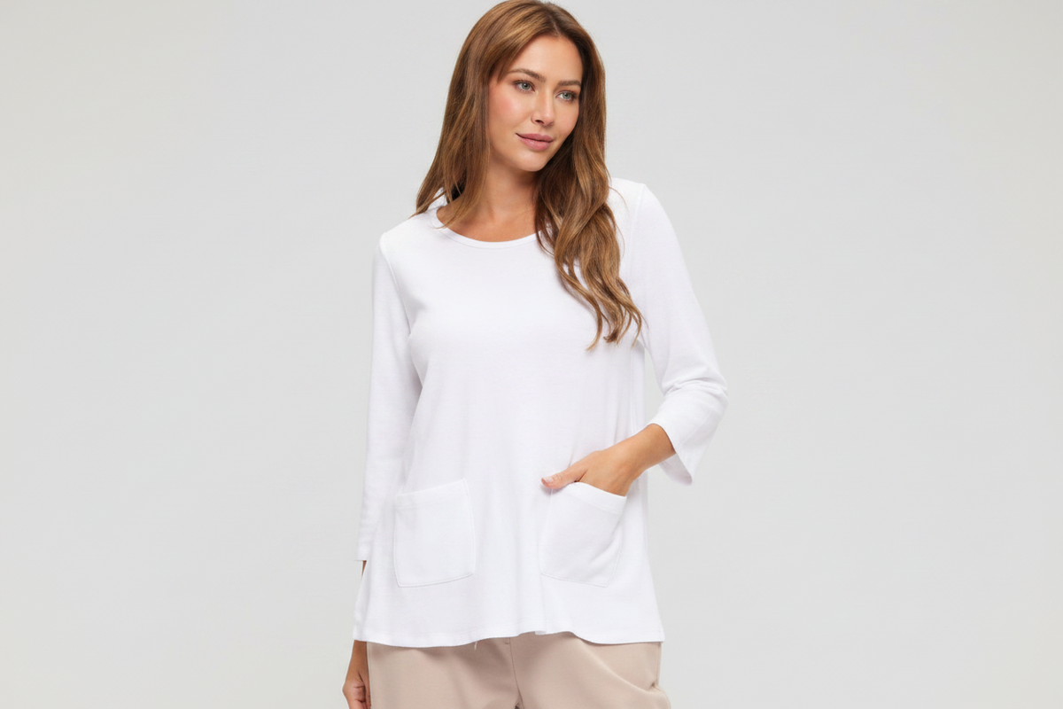 Focus Cotton Slub 3/4 Sleeve Top