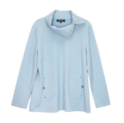 Carine Embossed Snap-Collar Pullover