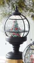 K&K Interiors 9.5 Inch Black Grid Christmas Tree Water Spinning LED Snow Globe with Timer