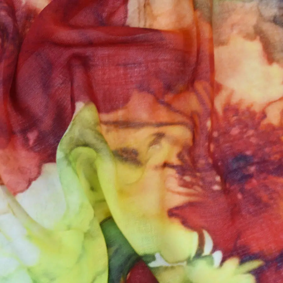 DUPATTA FRAYE WATERCOLOR FLORAL WOOL BLEND SCARF