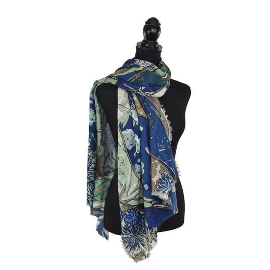 DUPATTA TYVINIA FLORAL SWIRL WOOL SCARF