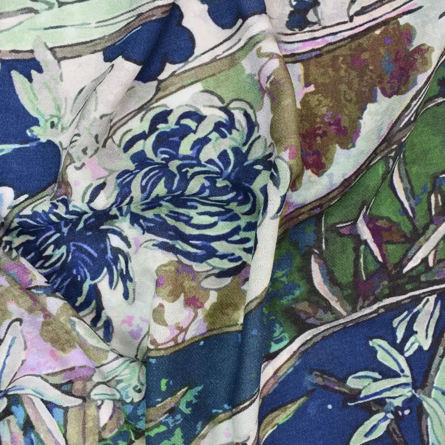 DUPATTA TYVINIA FLORAL SWIRL WOOL SCARF