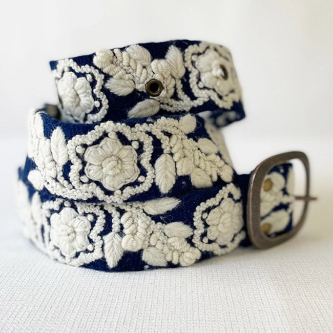 Jenny Krauss Two-Tone Embroidered Wool Belt