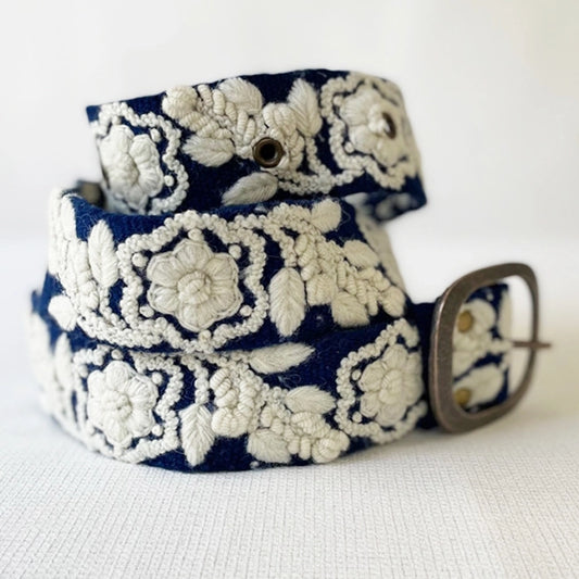 Jenny Krauss Two-Tone Embroidered Wool Belt