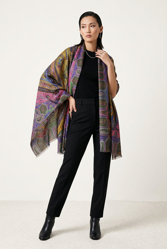 Dolma Paisley Wool Scarf/Wrap