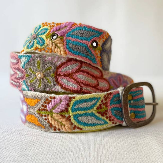 FOLKLORICA FLORAL EMBROIDERED WOOL BELT