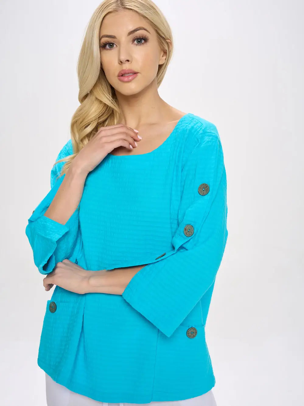 Focus Seersucker 3/4 Sleeve Tunic