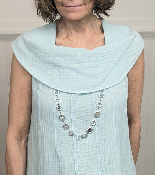 COWL NECK PINTUCK DRESS