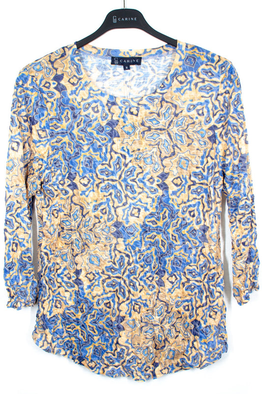 SAND FLOWER ROUND NECK TOP