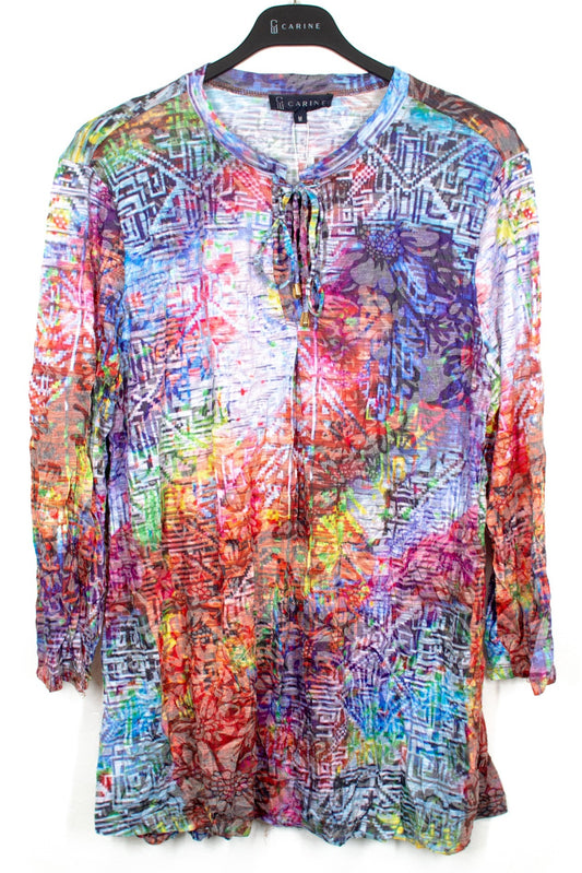 RAINBOW BURST TIE NECK TOP
