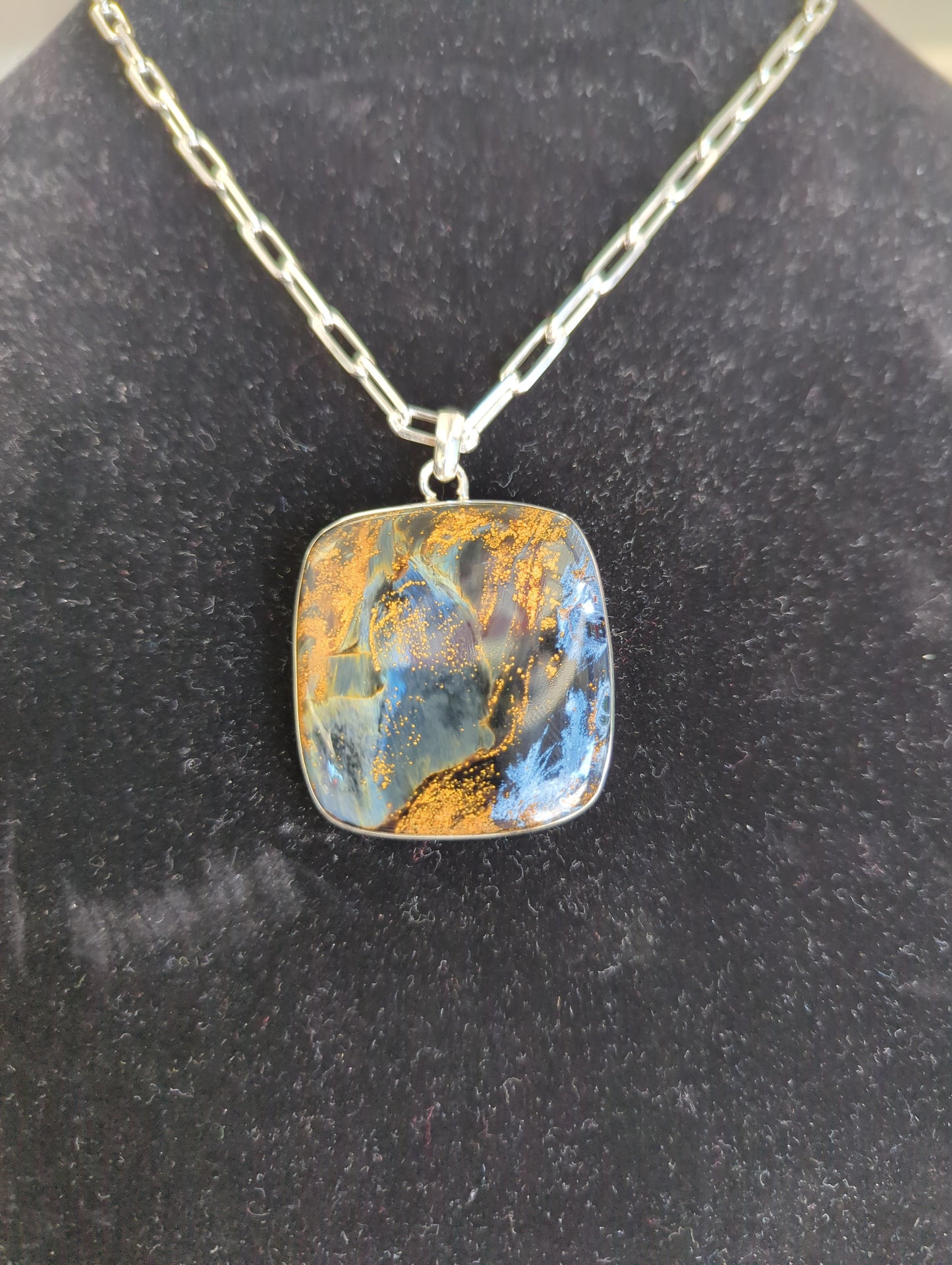 Pietersite Pendant on 18" Silver Chain