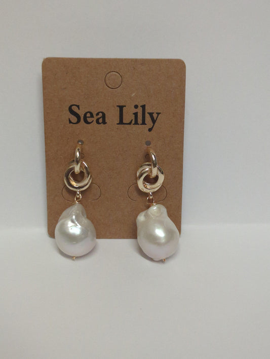 SEA LILY BAROQUE PEARLS ON GOLD VERMEIL EARRINGS