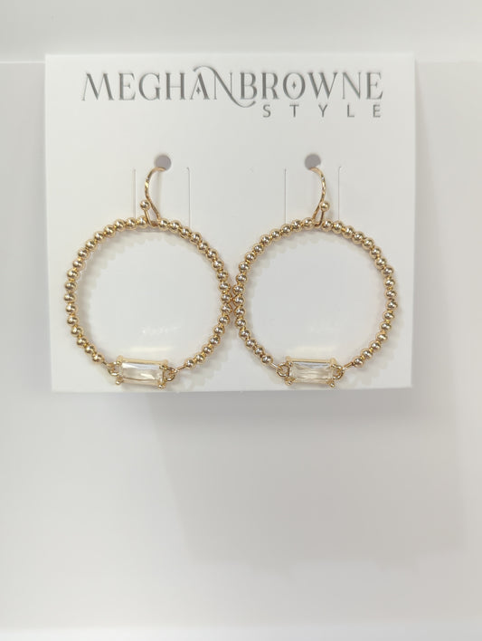 MEGHAN BROWNE SAWYER GOLD CLEAR EARRINGS