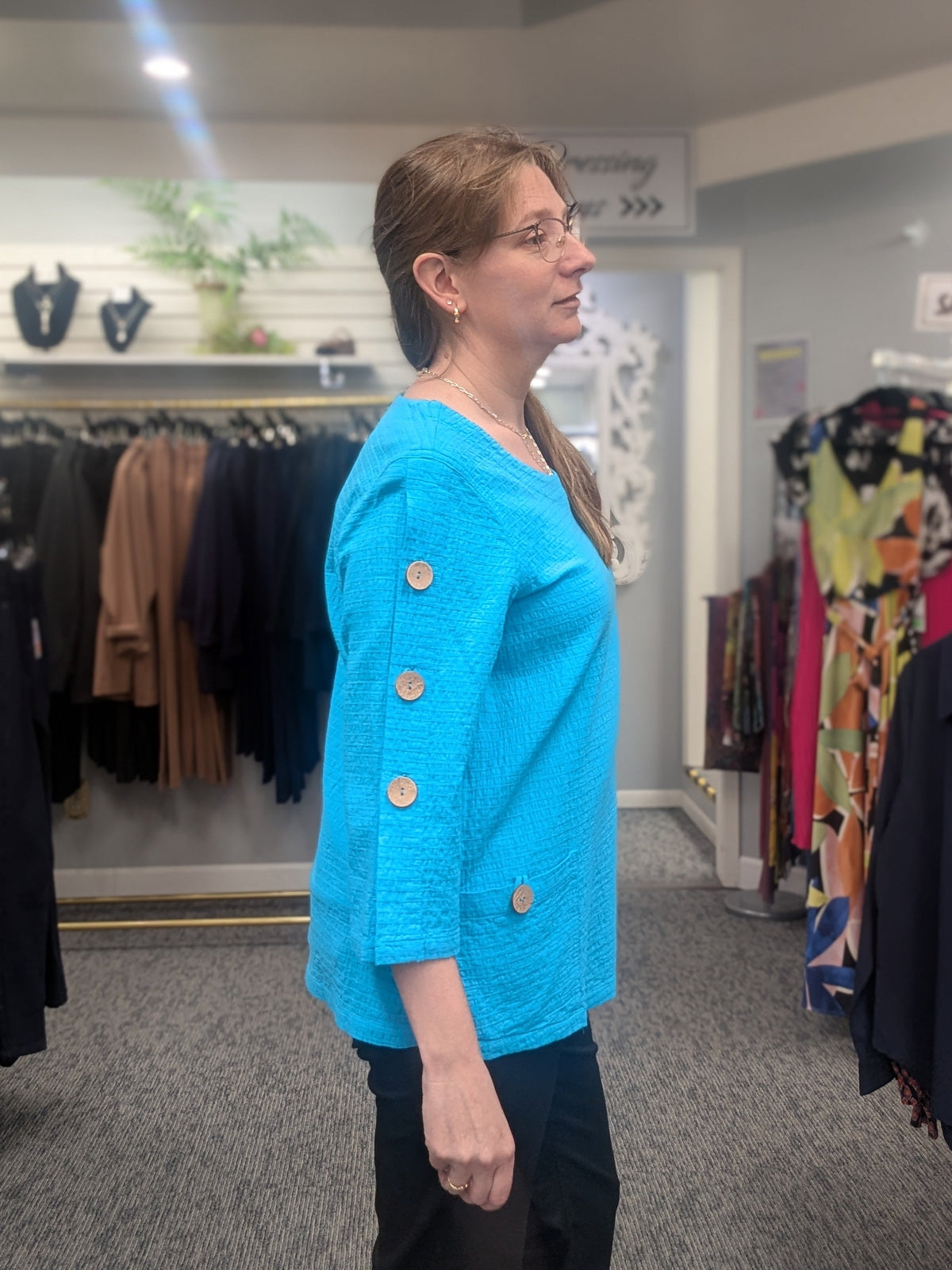 Focus Seersucker 3/4 Sleeve Tunic