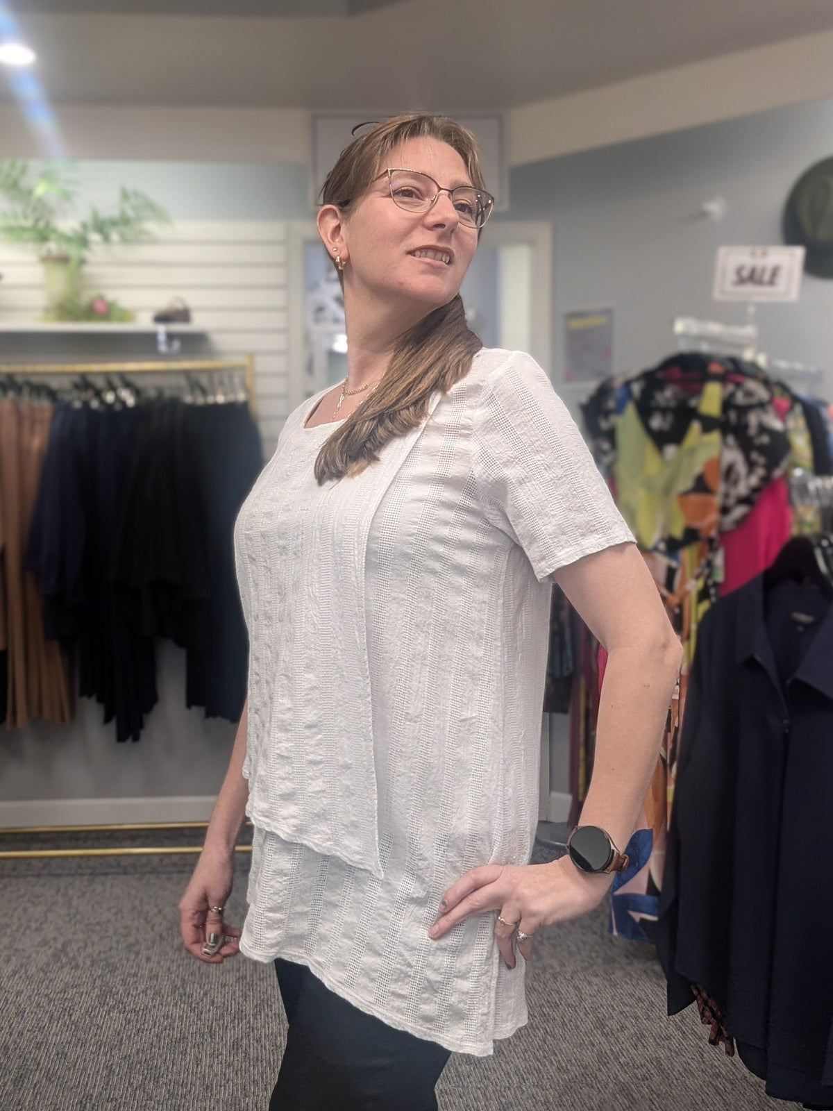 Focus Twist Mesh Jaquard Double Layer Top