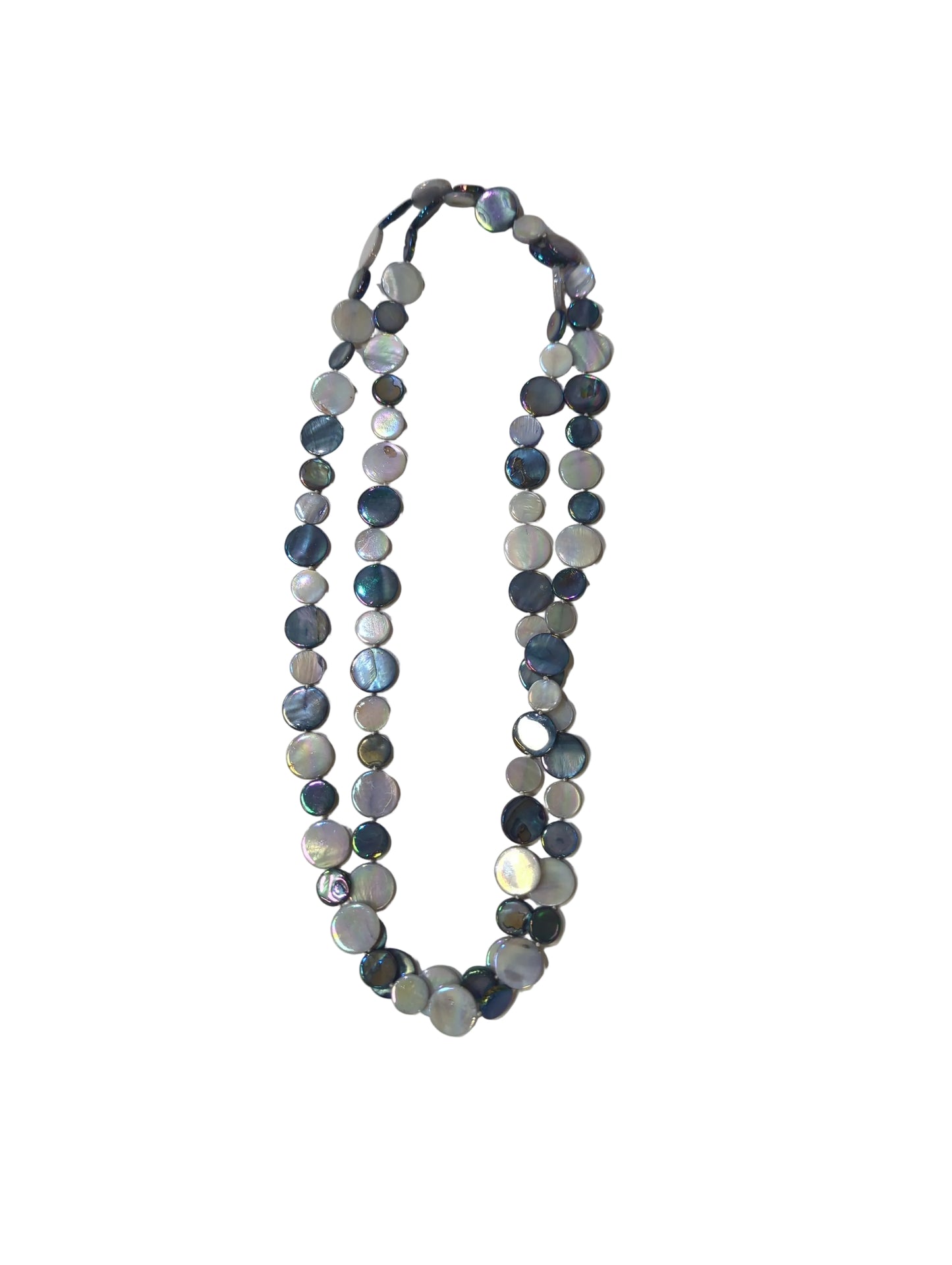 Sea Lily Single Strand Mother of Pearl Necklace Periwinkle and Navy