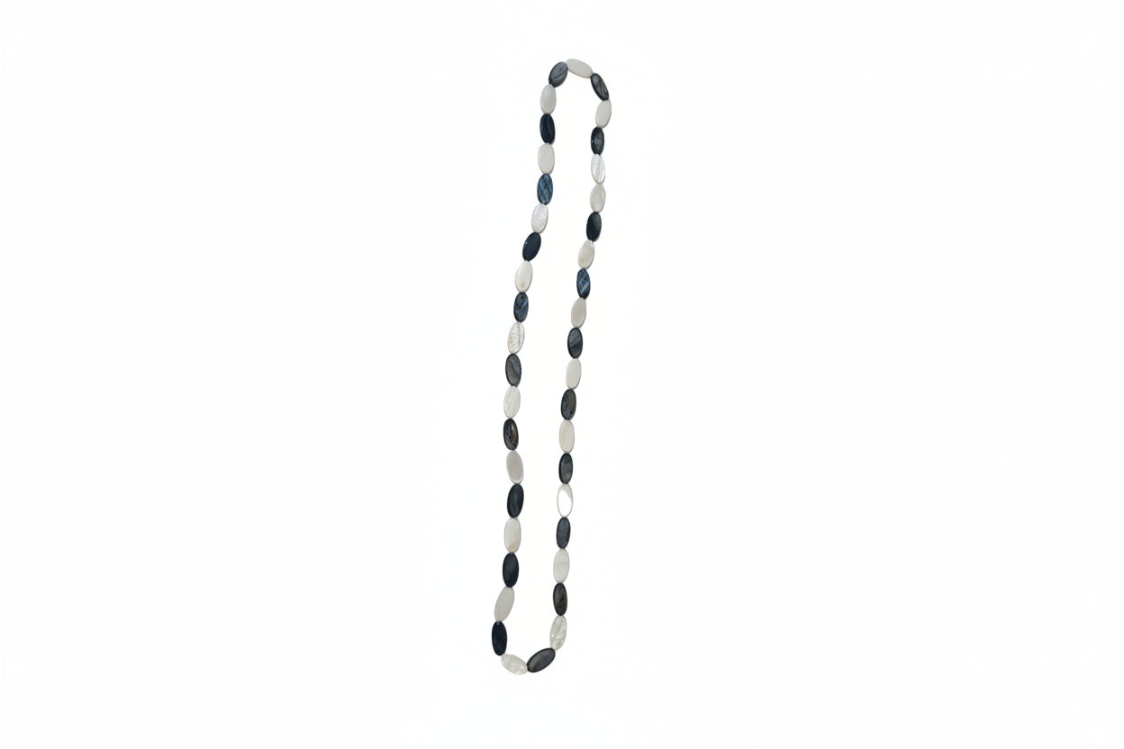Sea Lily Black and White Single Strand Mother-of-Pearl 50" Necklace