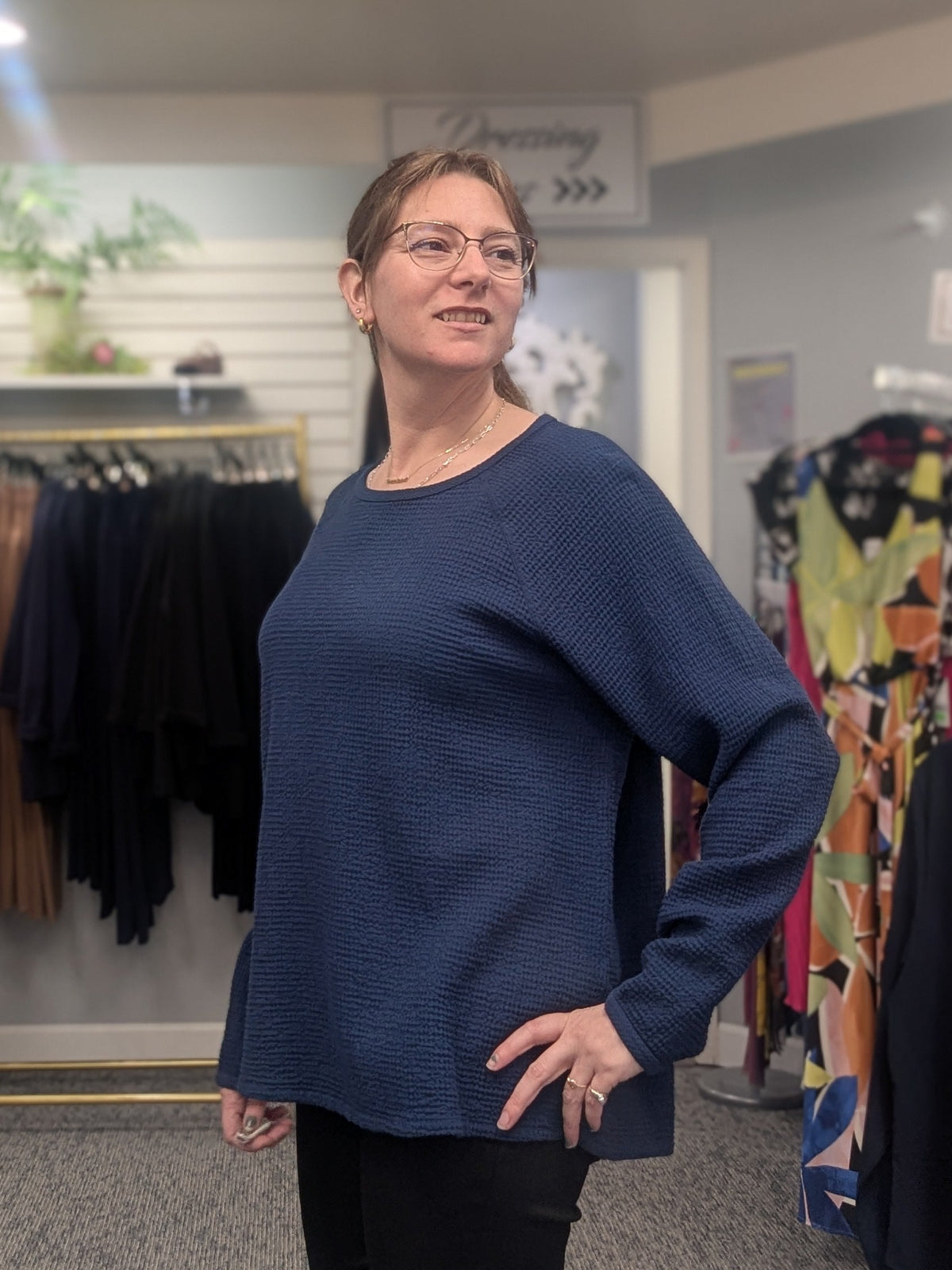 Focus Mini Waffle Raglan Sleeve Top
