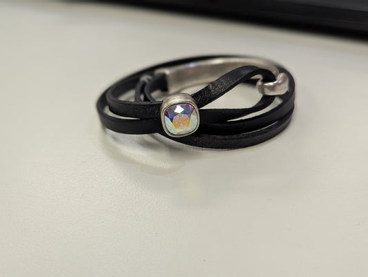 Rachel Marie Coco Black Leather Wrap Bracelet